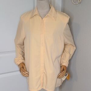 Vintage Koret Blouse Butter Yellow Rayon Top Dressy Work Button Front Sz 8 NWT